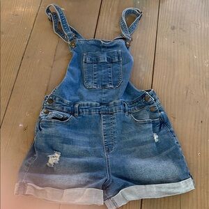 YMI Blue Denim Women's Shortalls with Distressed Details